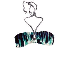 Seekers Australia Bikini‎ Top Womens 6 Blue Teal Good Abstract Halter Bandeau